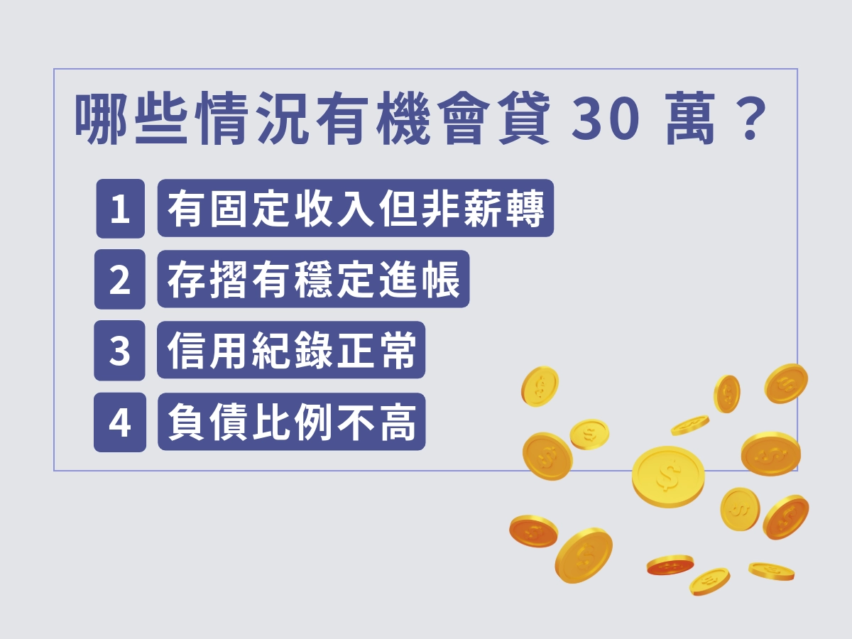 無薪轉貸款 30 萬，哪些情況比較有機會貸到 30 萬？