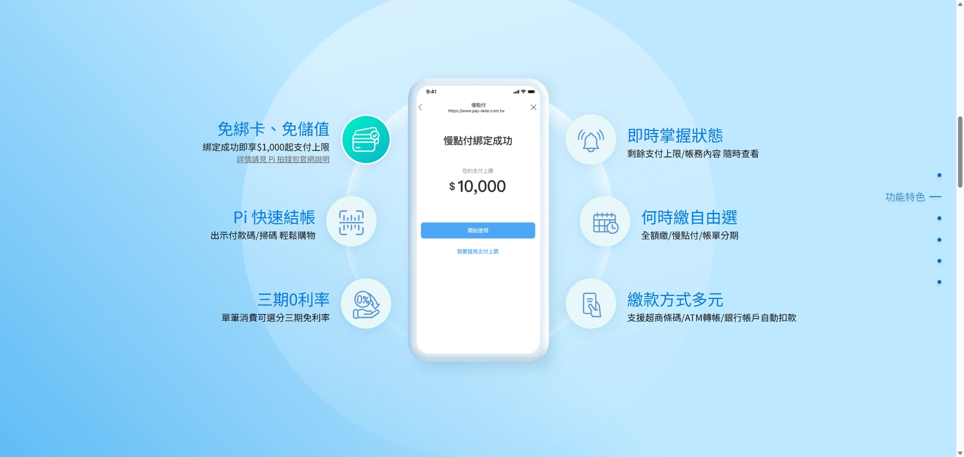 Pi 錢包慢點付，由廿一世紀數位科技提供的獨立服務，透過 Pi 拍錢包 App 綁定使用，官方介紹圖