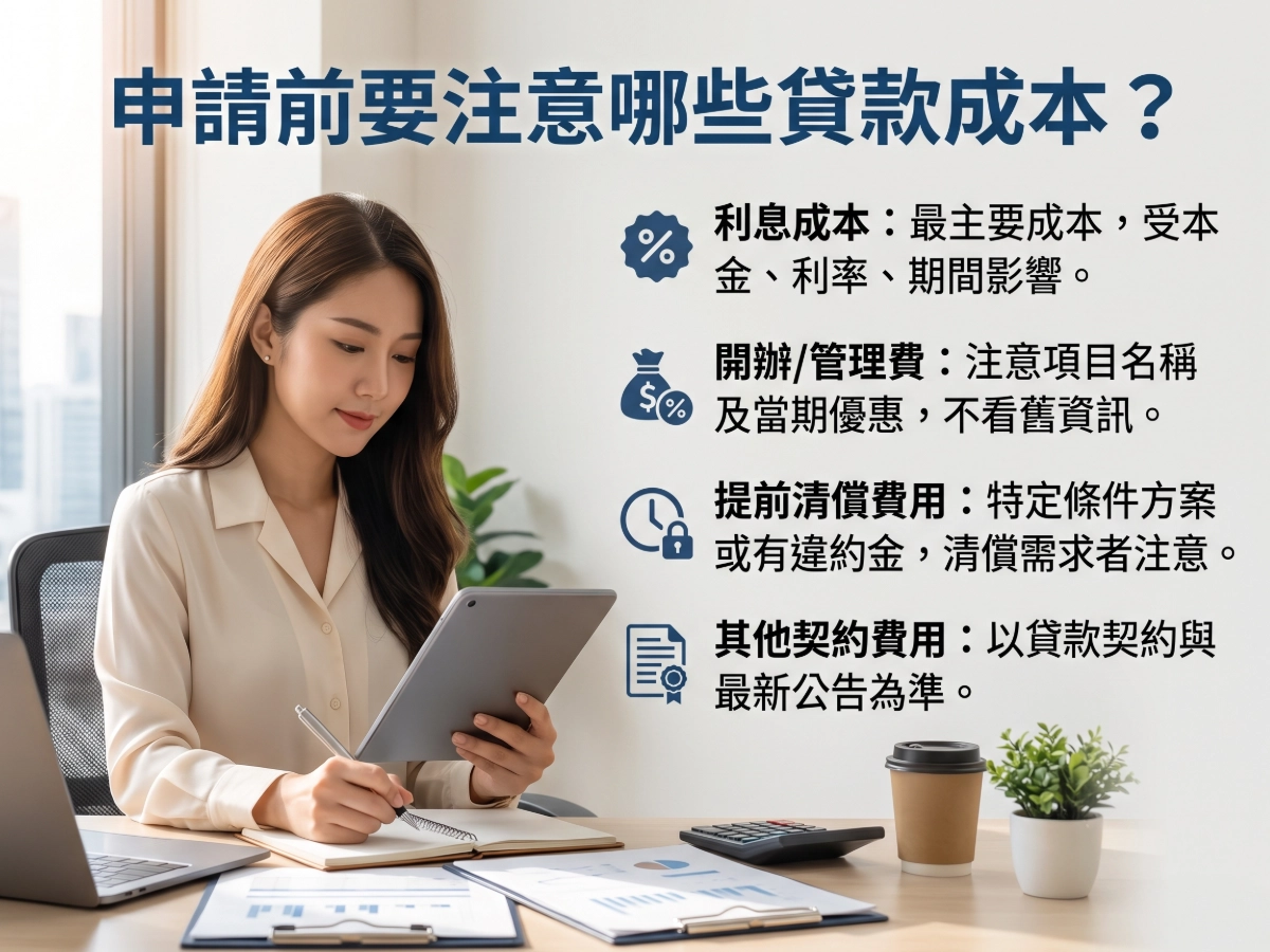 申請前要注意哪些貸款成本